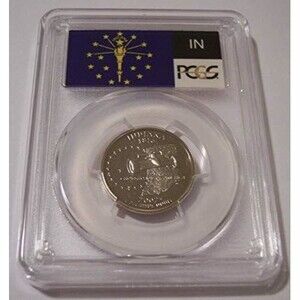 2002 S Clad Indiana State Quarter Proof PR70 DCAM PCGS Flag Label